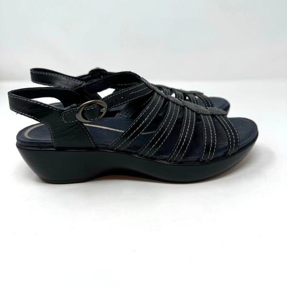 Dansko Drea Leather Fisherman Sandals 38 8 Strappy Wedge Slingback Comfort - Picture 6 of 11